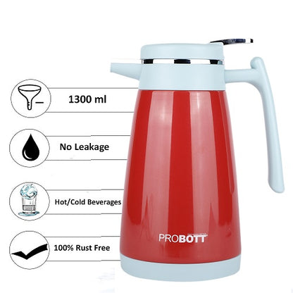 PROBOTT Thermosteel Mocha Tea Coffee Pot 1300ml -Red PB 1300-88