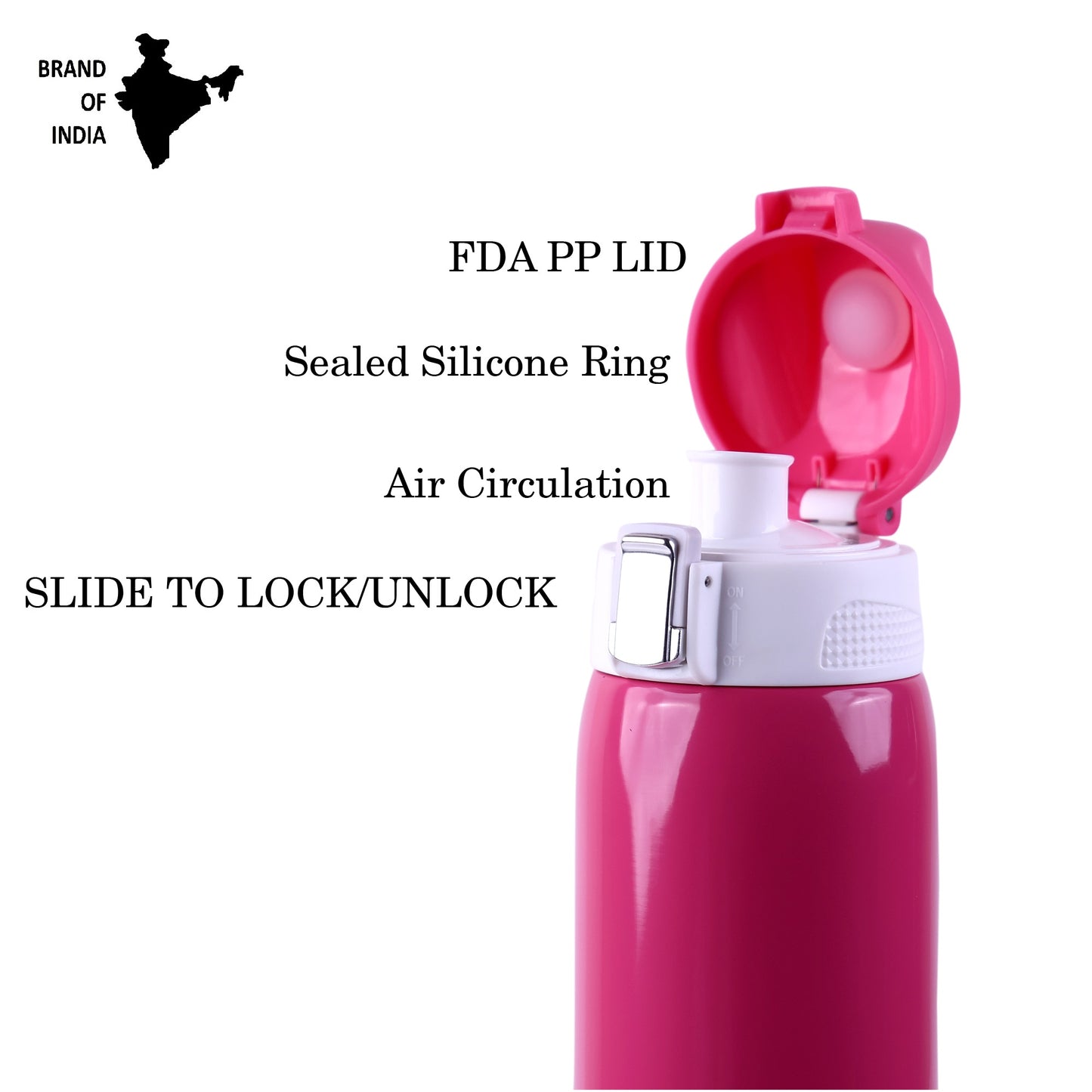 Probott Icon 1000ml Stainless Steel Hot and Cold Water Bottle, Vacuum Insulated Flask Sipper Bottle, Pink