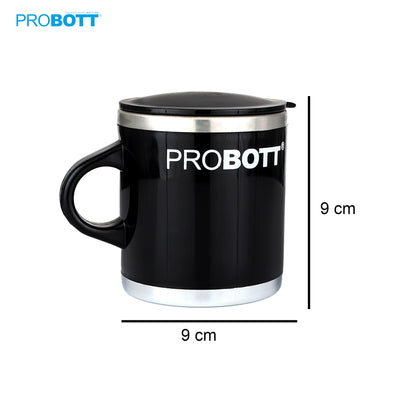 PROBOTT Costa Stainless Steel Mug/Cup with Lid, Stylish Cup Ideal for Hot & Cold Coffee, Tea – Black