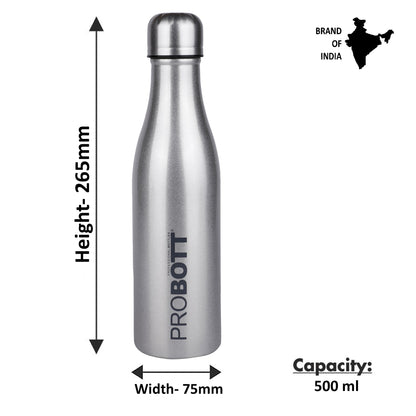 Probott Vintage 500ml Thermoses Vacuum Insulated Flask, Stainless Steel Water Bottles, Silver