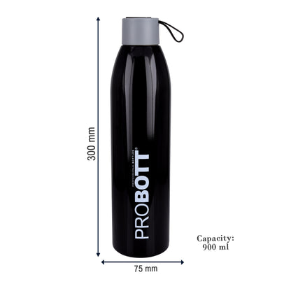 Probott Vogue 900ml Thermoses Vacuum Insulated Flask Screw Cap Stainless Steel Water Bottles, Black