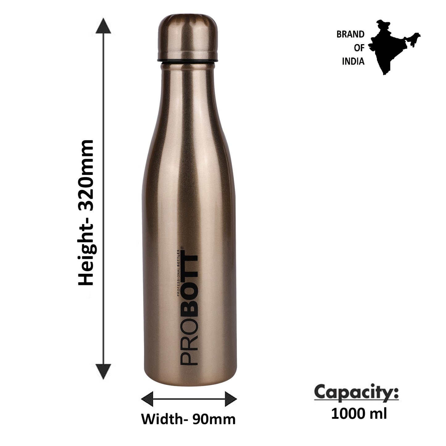 Probott Vintage 1000ml Thermoses Vacuum Insulated Flask, Stainless Steel Water Bottles, Gold