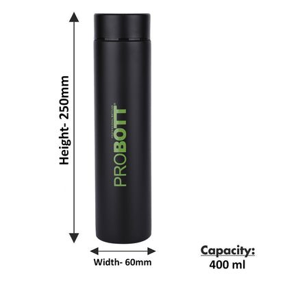 PROBOTT Compact 400ml Thermosteel Vacuum Flask, Stainless Steel Water Bottle - Green