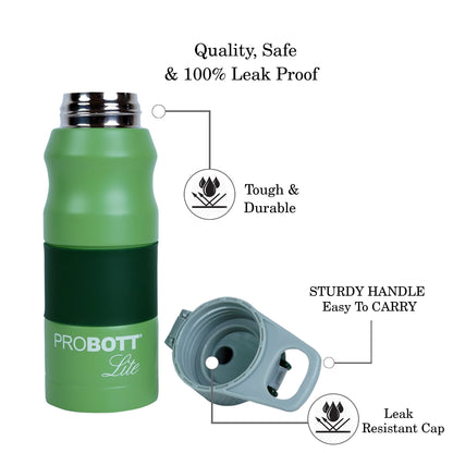 PROBOTT LITE Bliss 700ml Single Walled Stainless Steel Water Bottle, Green