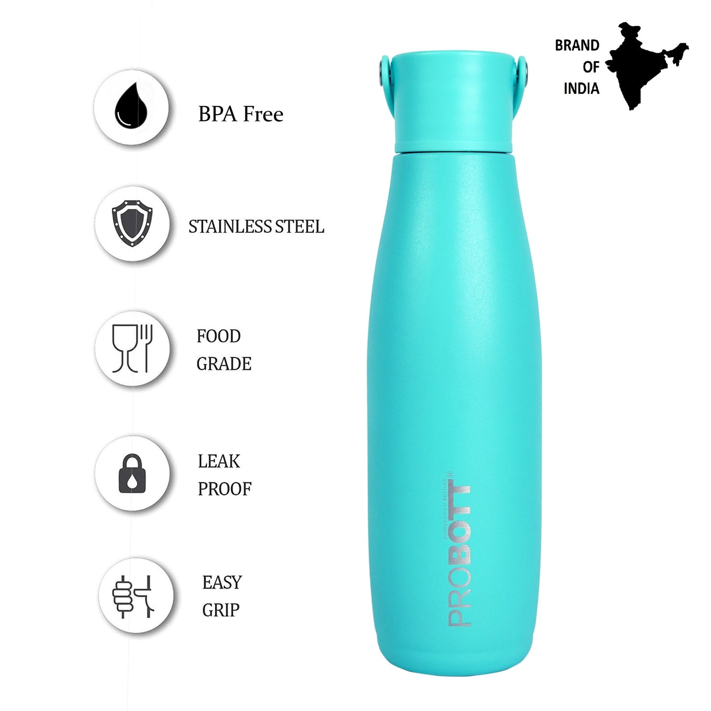 Probott Trendy 700ml Stainless Steel Water Bottles, Vacuum Insulated Flask Bottles, Blue | Hot and Cold | Easy to Carry | Leak Proof