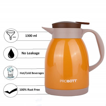 PROBOTT Thermosteel Espresso Tea Coffee Pot 1300ml -Orange PB 1300-77