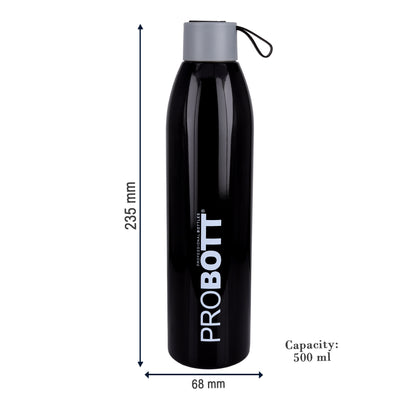 Probott Vogue 500ml Thermoses Vacuum Insulated Flask Screw Cap Stainless Steel Water Bottles, Black