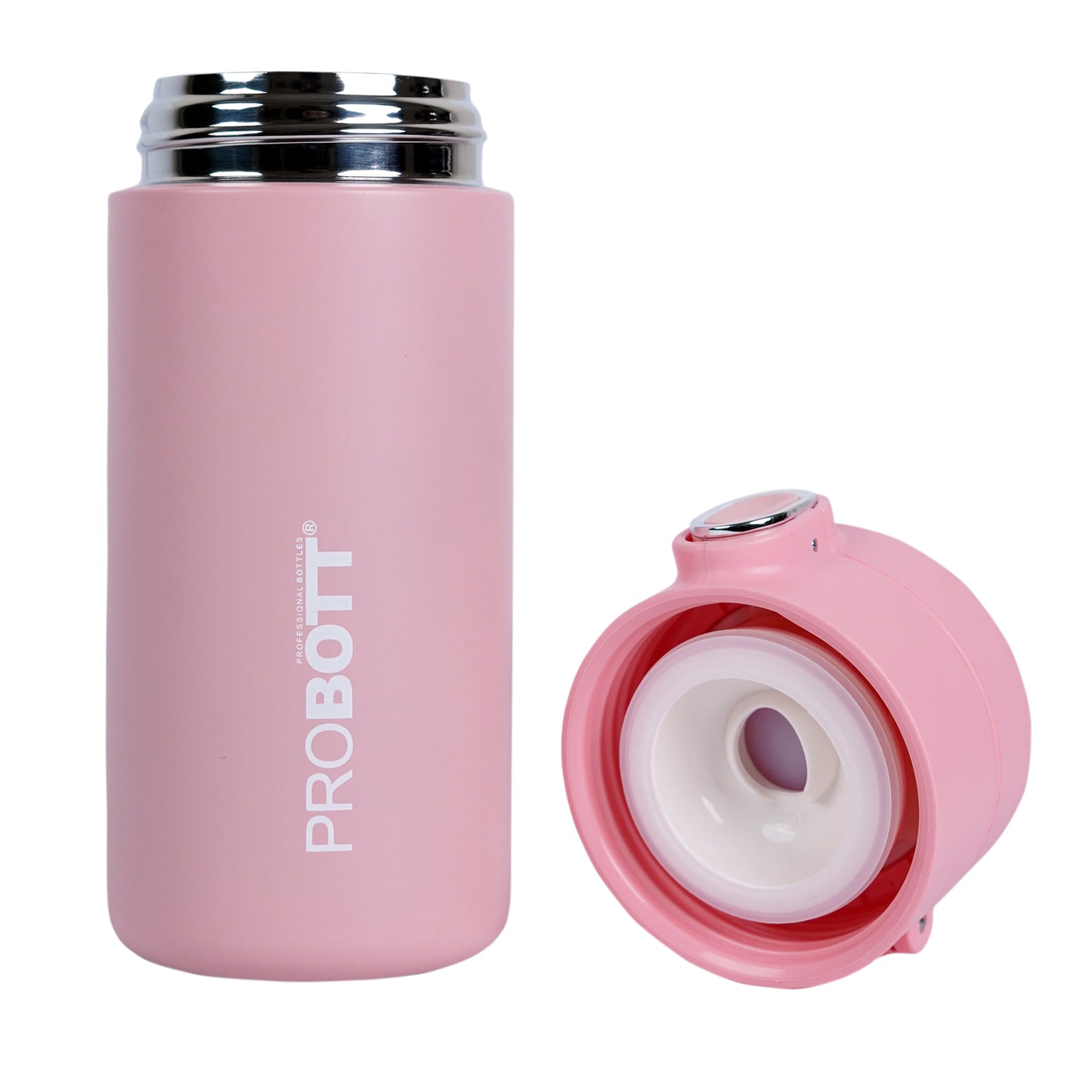 Probott Pride 300ml Thermosteel Hot & Cold Insulated Stainless Steel Travel Flask, Pink | Spill Proof | Coffee Tea Mug | Juice Mug | Easy Grip Easy to Carry