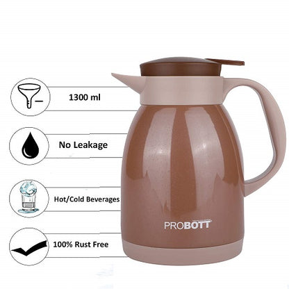 PROBOTT Thermosteel Espresso Tea Coffee Pot 1300ml -Brown PB 1300-77