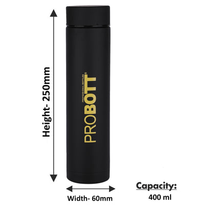 PROBOTT Compact 400ml Thermosteel Vacuum Flask, Stainless Steel Water Bottle - Yellow