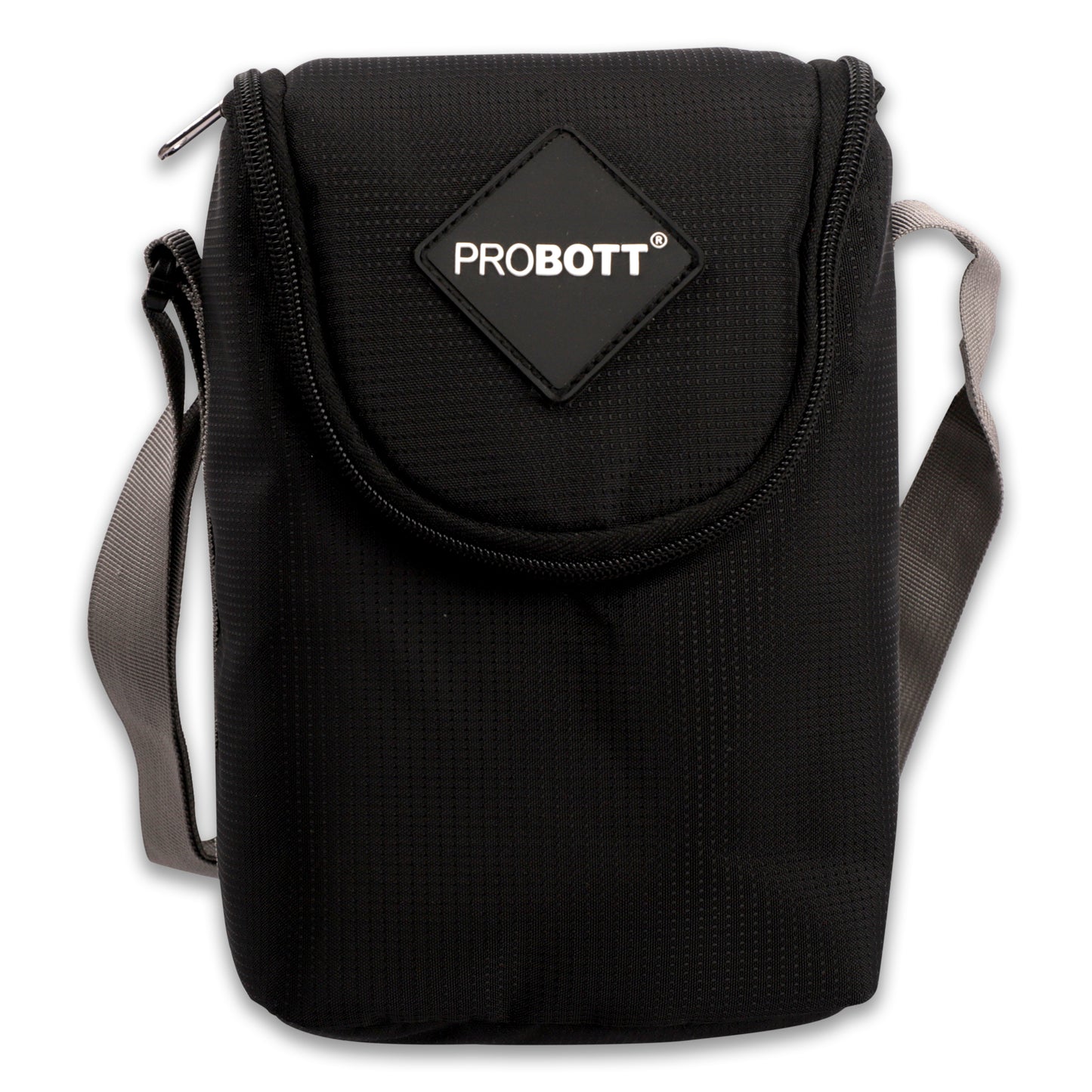 PROBOTT Vetroware Borosilicate Flip Clip Lunch Box Square Shape Set with Standing Bag, 320ml+320ml+320ml, 3-Pieces, Transparent PV 333-S_Black Bag