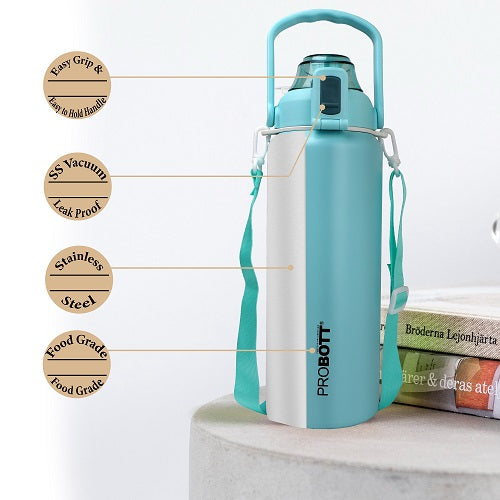 Probott Mount Stainless Steel Hot and Cold 1500ml Water Bottle, Vacuum Insulated Flask Bottle, Aqua Blue