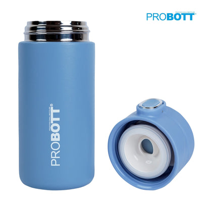 Probott Pride 400ml Thermosteel Hot & Cold Insulated Stainless Steel Travel Flask, Blue | Spill Proof | Coffee Tea Mug | Juice Mug | Easy Grip Easy to Carry