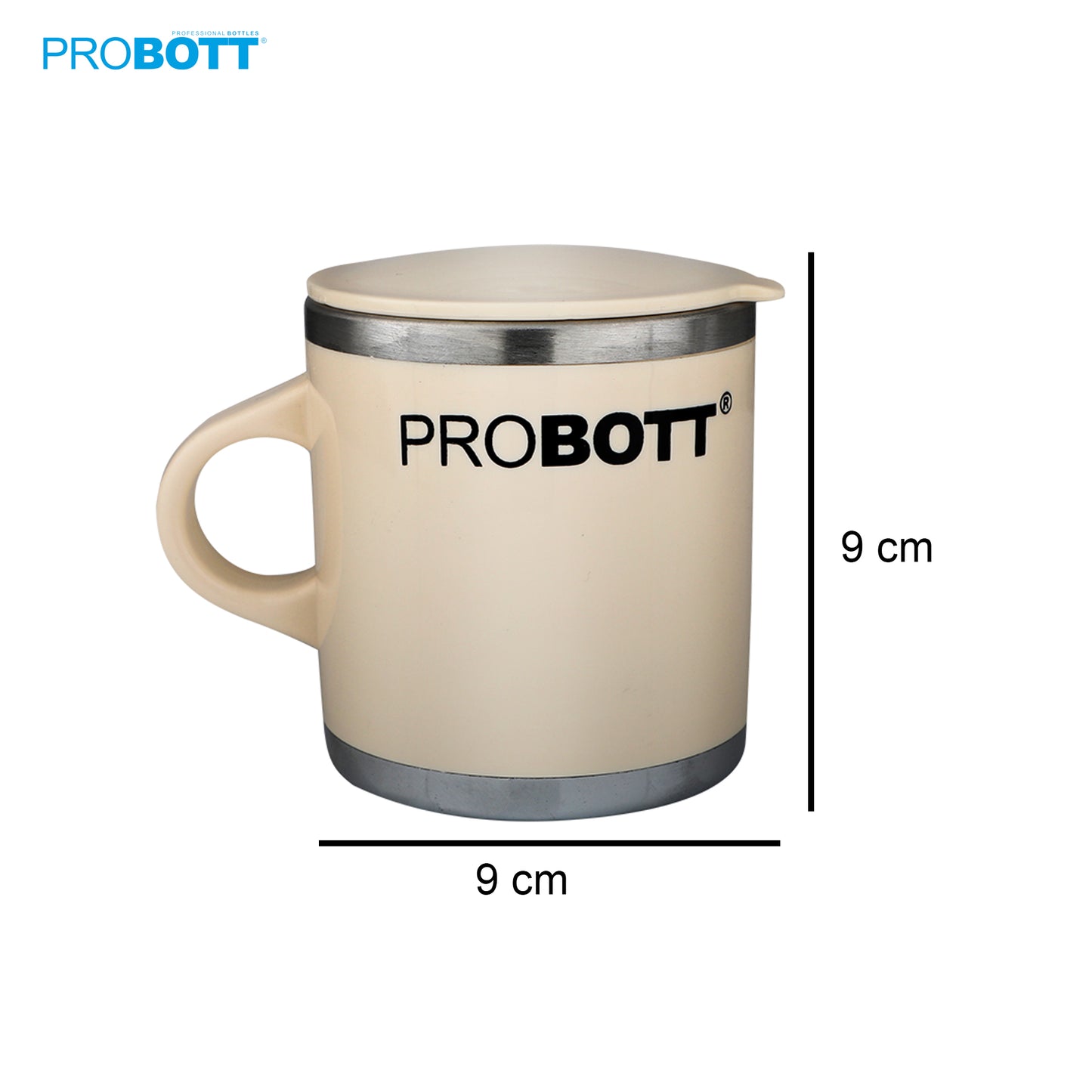 PROBOTT Costa Stainless Steel Mug/Cup with Lid, Stylish Cup Ideal for Hot & Cold Coffee, Tea – Cream