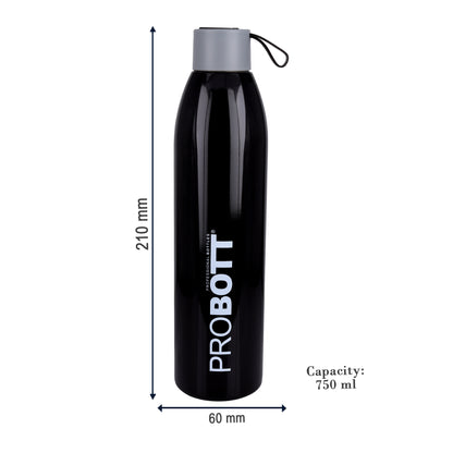 Probott Vogue 750ml Thermoses Vacuum Insulated Flask Screw Cap Stainless Steel Water Bottles, Black