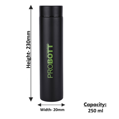 PROBOTT Compact 250ml Thermosteel Vacuum Flask, Stainless Steel Water Bottle - Green