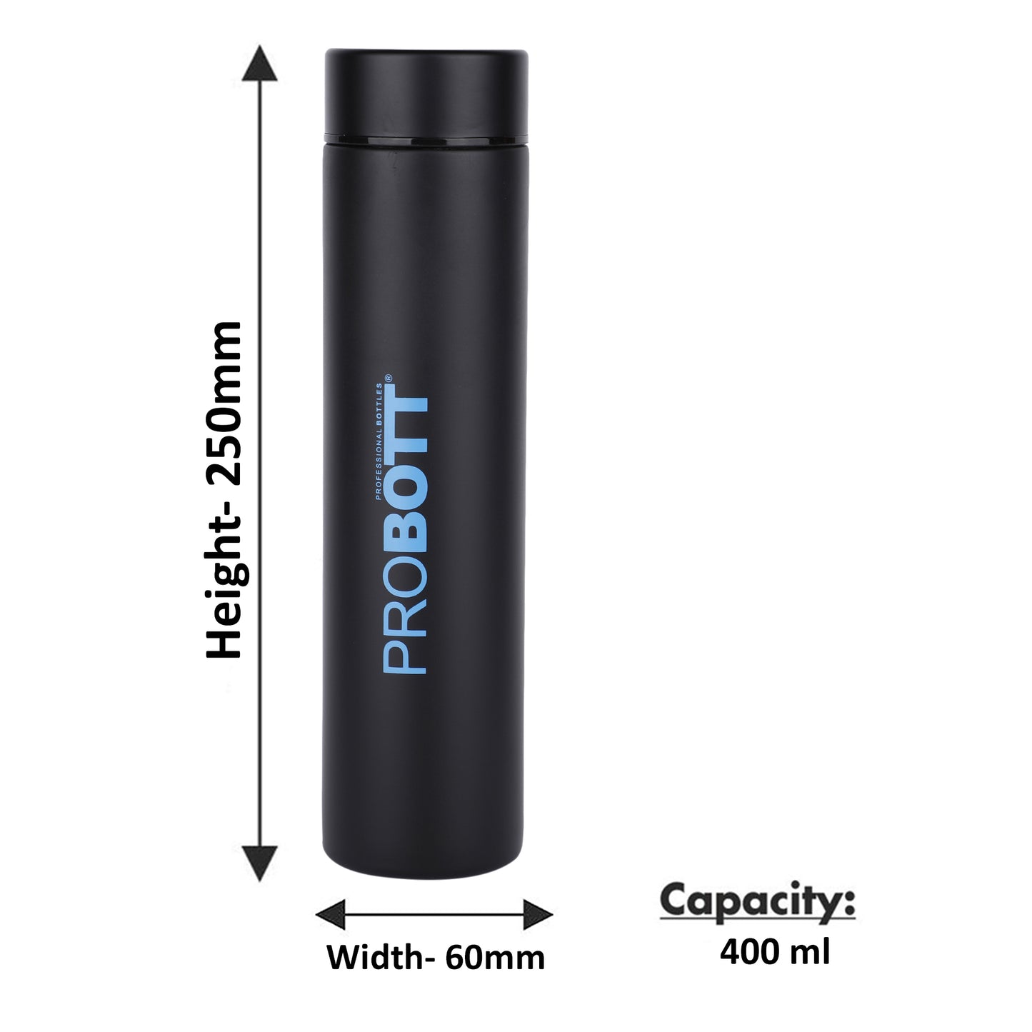 PROBOTT Compact 400ml Thermosteel Vacuum Flask, Stainless Steel Water Bottle - Blue