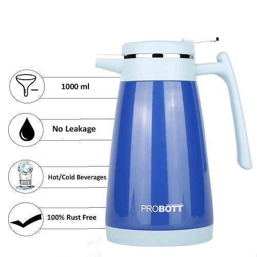 PROBOTT Thermosteel Mocha Tea Coffee Pot 1000ml -Blue PB 1000-88