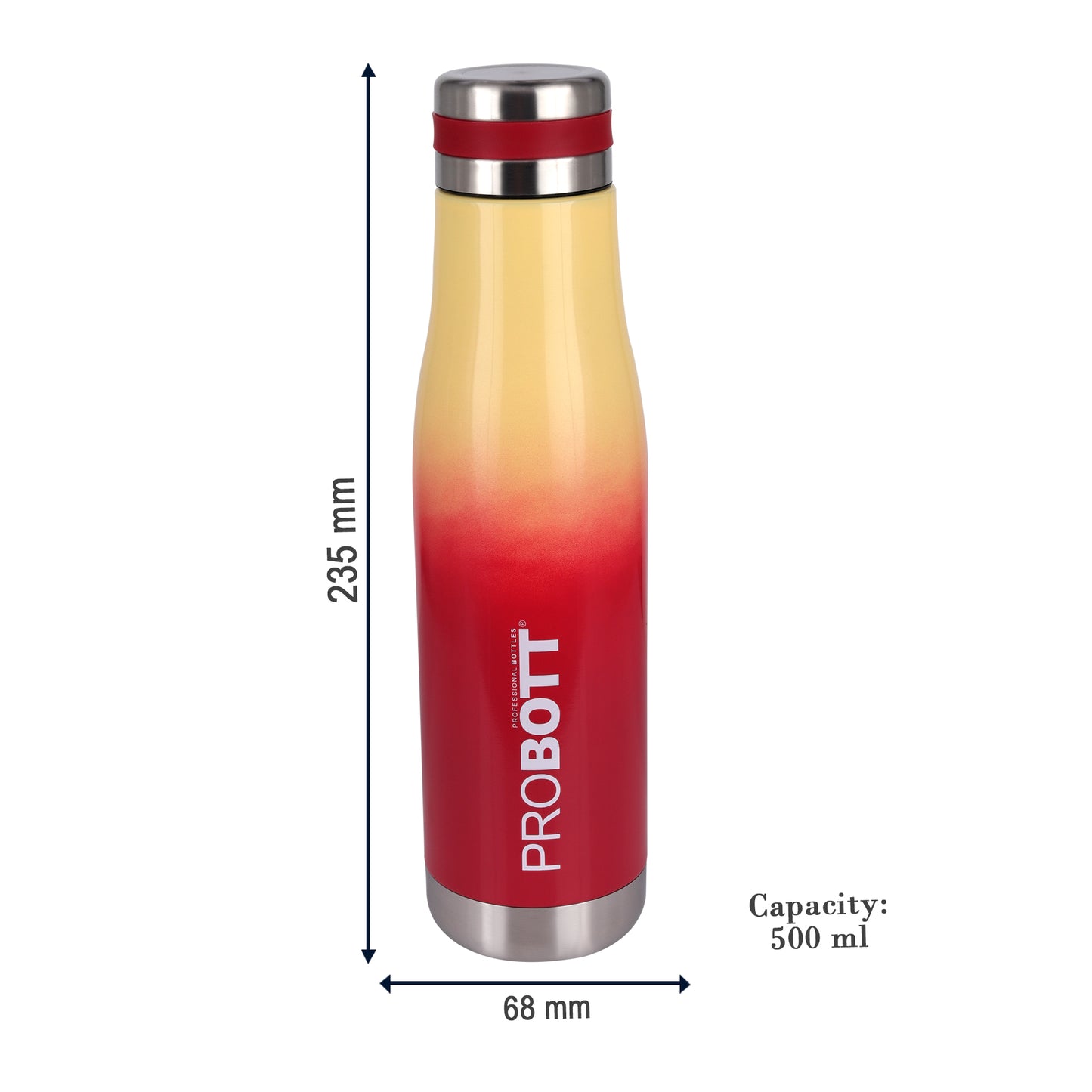 Probott Companion 500ml Stainless Steel Water Bottles, Thermoses Vacuum Insulated Flask, Red