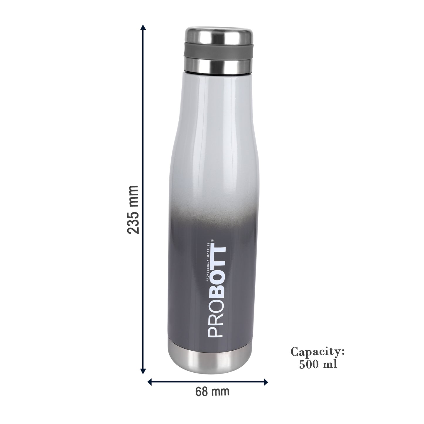 Probott Companion 500ml Stainless Steel Water Bottles, Thermoses Vacuum Insulated Flask, Grey