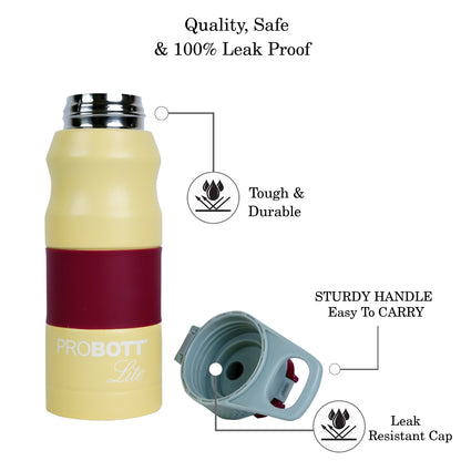 PROBOTT LITE Bliss 700ml Single Walled Stainless Steel Water Bottle, Yellow