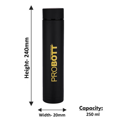 PROBOTT Compact 250ml Thermosteel Vacuum Flask, Stainless Steel Water Bottle - Yellow