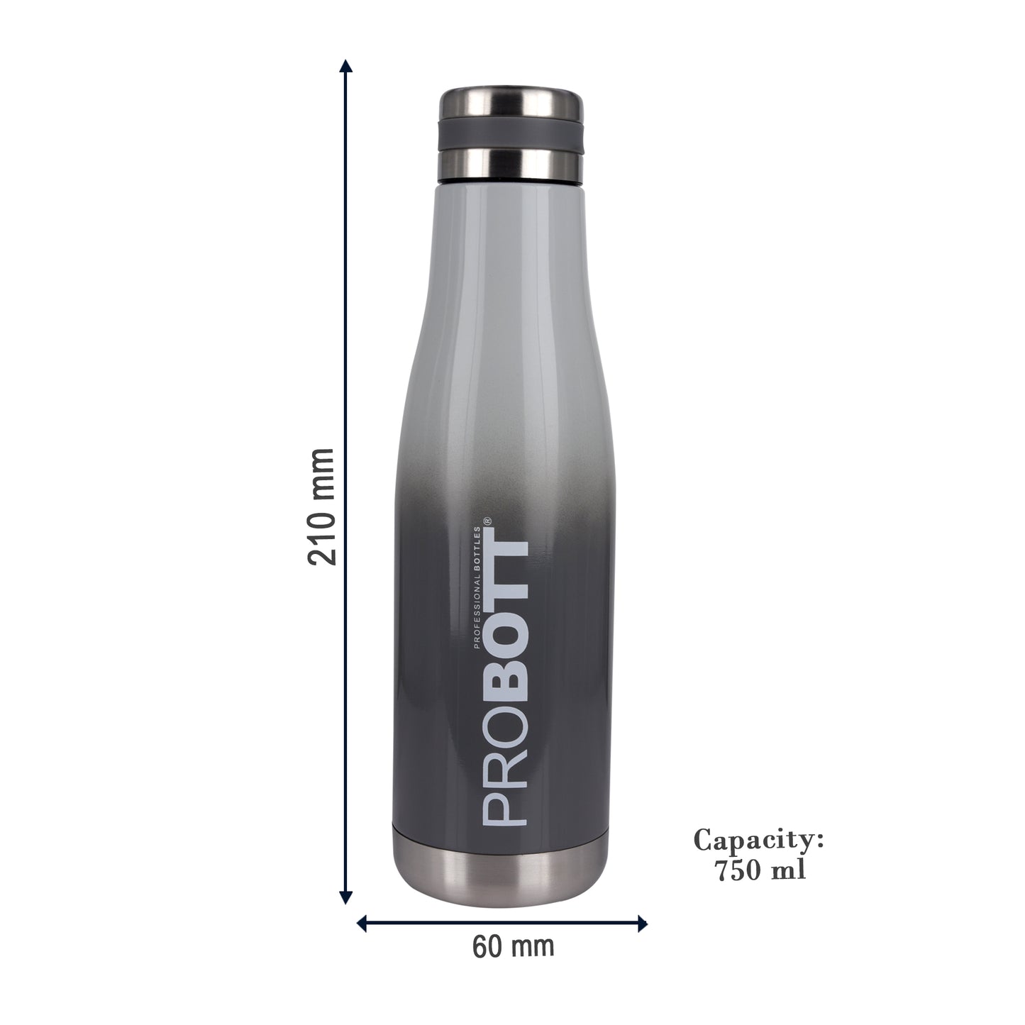 Probott Companion 750ml Stainless Steel Water Bottles, Thermoses Vacuum Insulated Flask, Grey