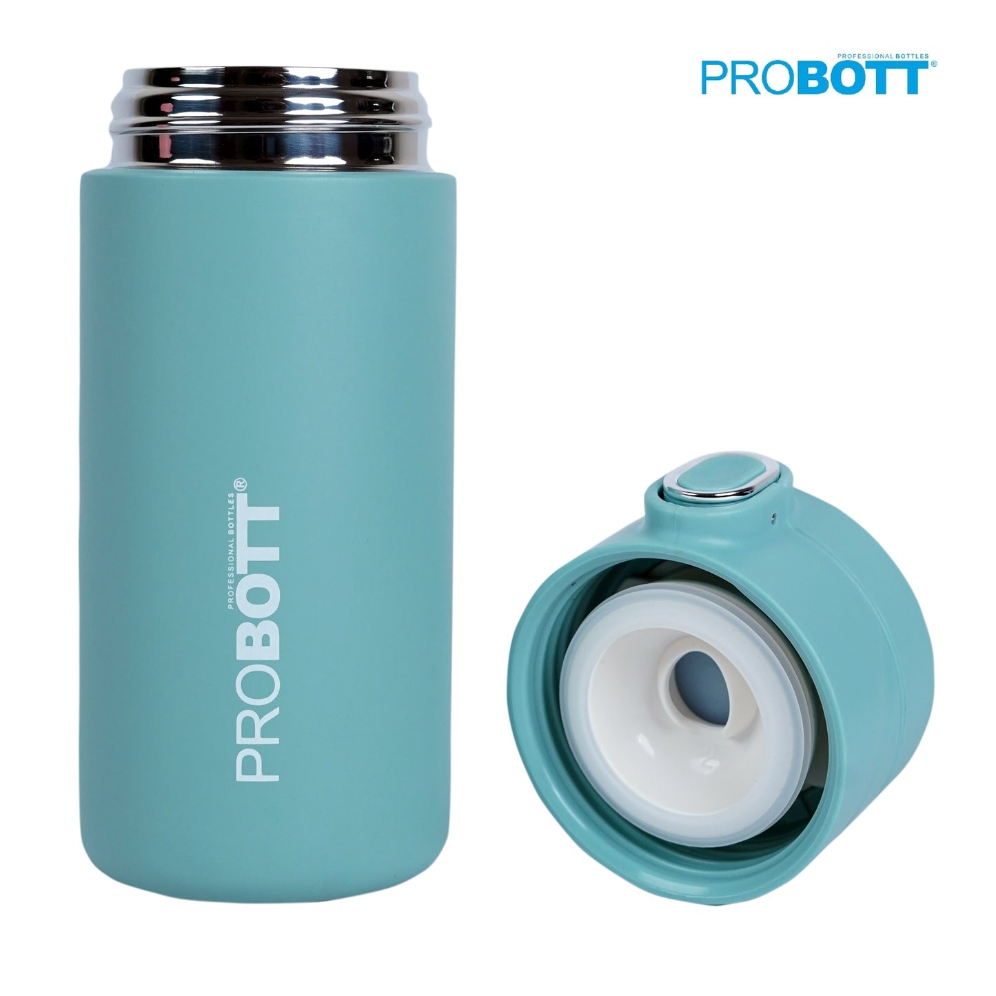 Probott Pride 400ml Thermosteel Hot & Cold Insulated Stainless Steel Travel Flask, Green | Spill Proof | Coffee Tea Mug | Juice Mug | Easy Grip Easy to Carry