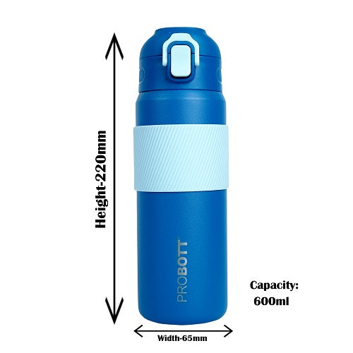 Probott Trek 600ml Hot & Cold Vacuum Insulated Flask Bottles, Blue