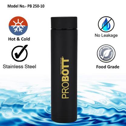 PROBOTT Compact 250ml Thermosteel Vacuum Flask, Stainless Steel Water Bottle - Yellow