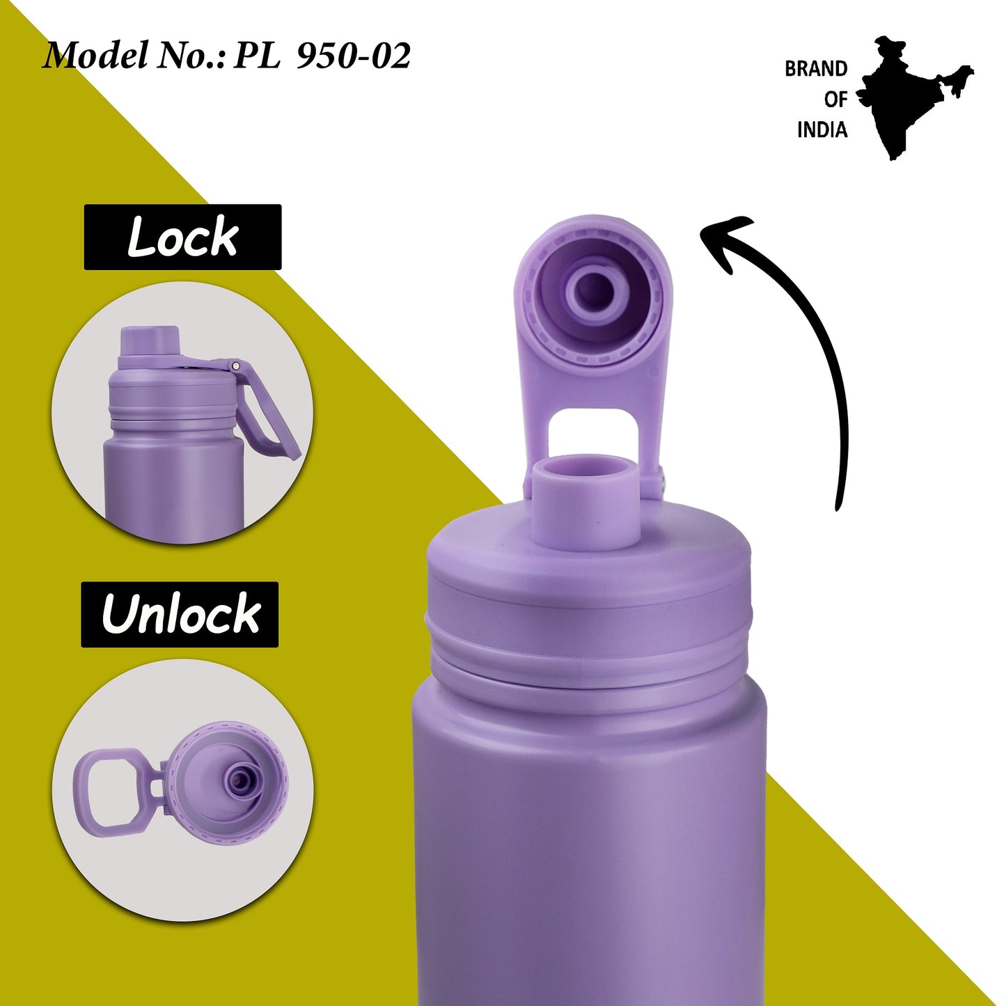 PROBOTT LITE Magic 950ml Single Wall Stainless Steel Water Bottle Without Vacuum Tech, Purple