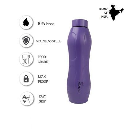 PROBOTT LITE Ocean 600ml Single Wall Stainless Steel Water Bottle Without Vacuum Tech, Purple