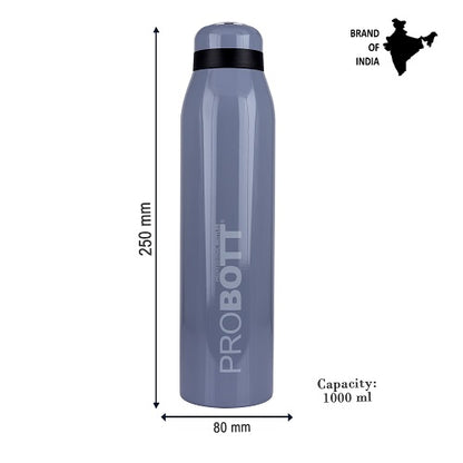 Probott Drops Water Bottle, Stainless Steel Water Bottles, Vacuum Insulated Flask Bottles, 750 ml, Grey