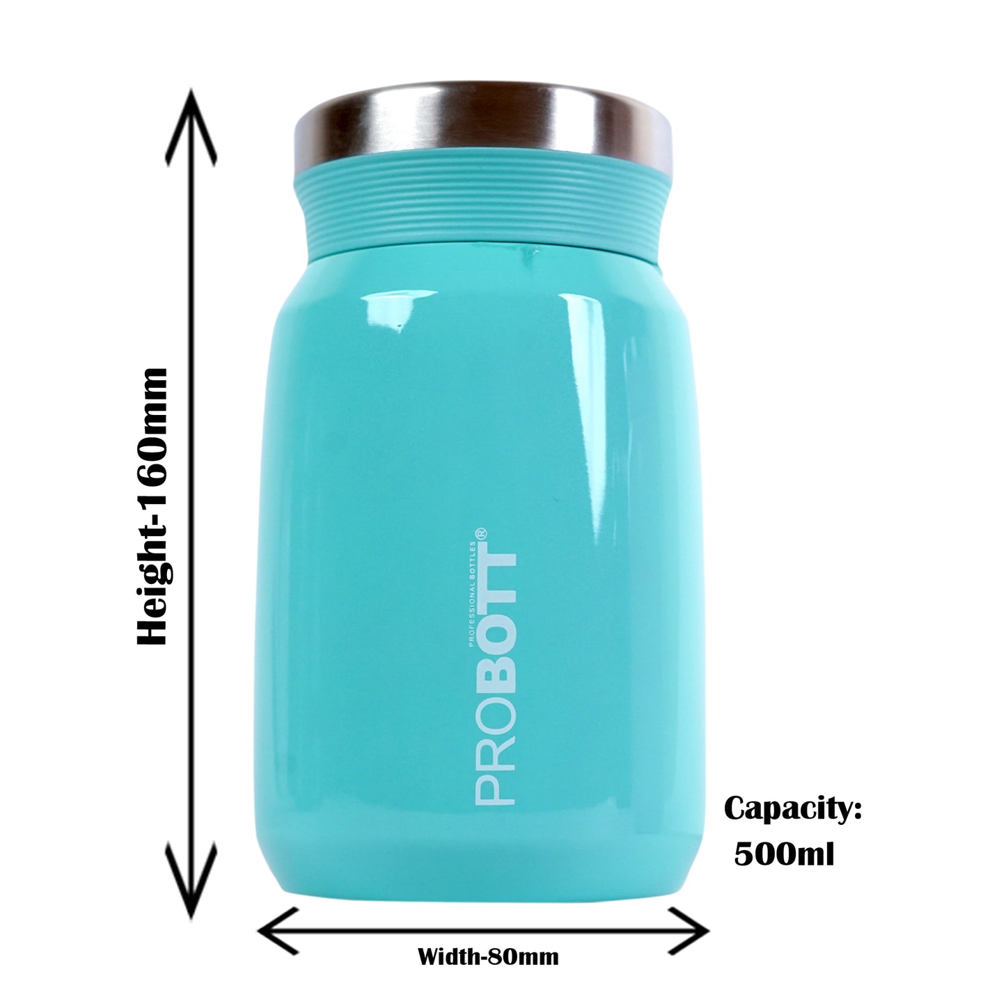 PROBOTT Gourmet 500 ml Vacuum Insulated Flask Jar, Blue | Soup Flask | Dal Flask | Sambar Flask | Thermos | Long Hours Hot and Cold