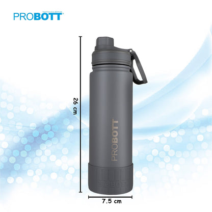 Probott Class 720ml Thermoses Vacuum Insulated Flask Sipper Bottle, Stainless Steel Water Bottles, Grey