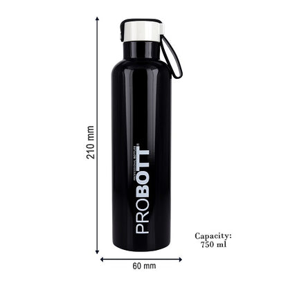 Probott Bang 750ml Thermoses Vacuum Insulated Flask Sports Bottle, Stainless Steel Water Bottles, Black