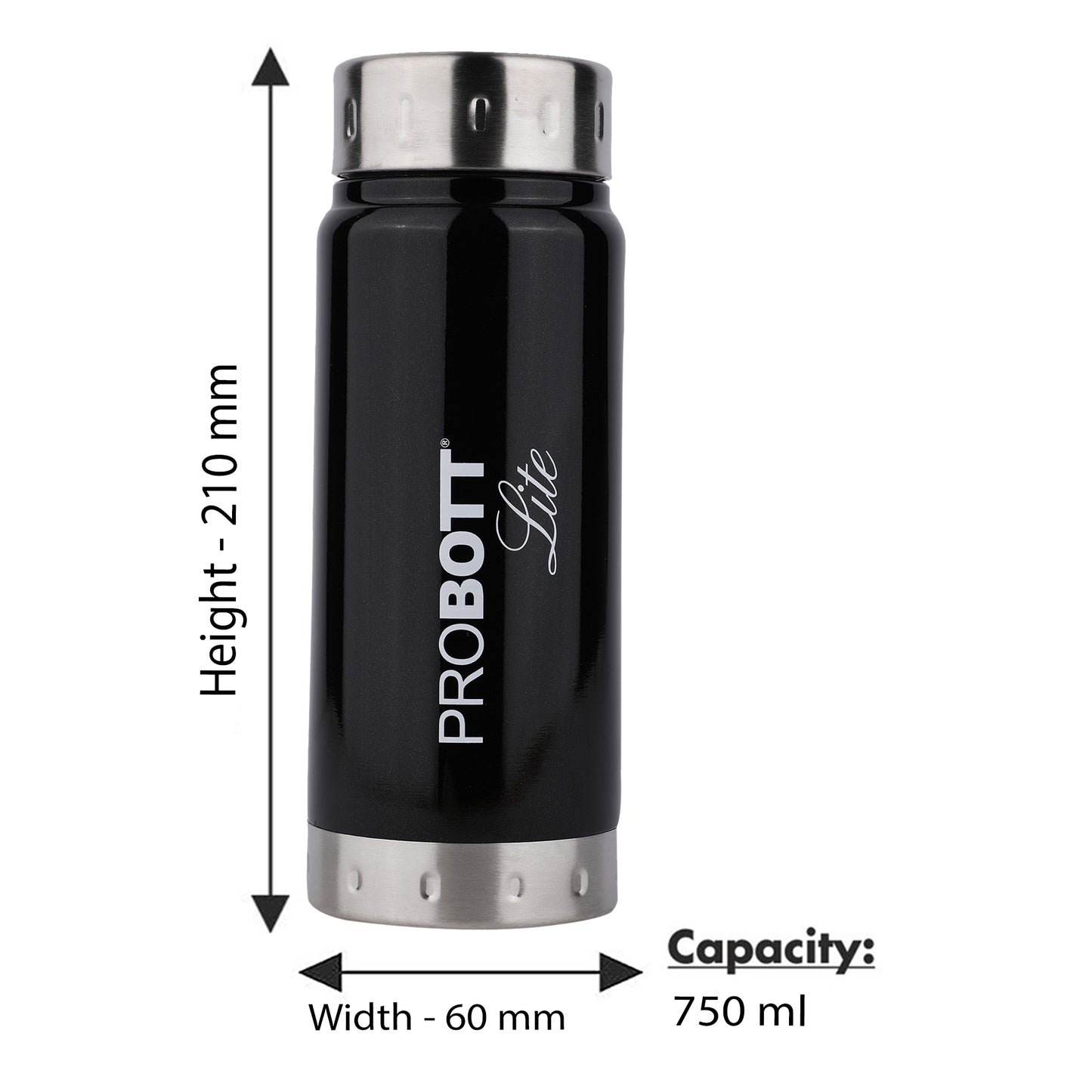 PROBOTT LITE Freeze Single Walled Stainless Steel Water Bottle 750ml -Black PL 750-01