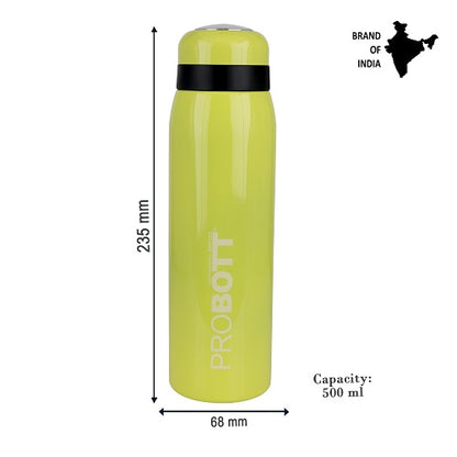 Probott Drops Water Bottle, Stainless Steel Water Bottles, Vacuum Insulated Flask Bottles, 500 ml, Yellow