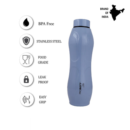 PROBOTT LITE Ocean 600ml Single Wall Stainless Steel Water Bottle Without Vacuum Tech, Grey