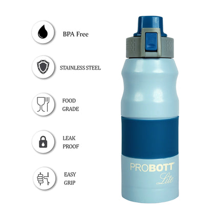 PROBOTT LITE Bliss 700ml Single Walled Stainless Steel Water Bottle, Blue