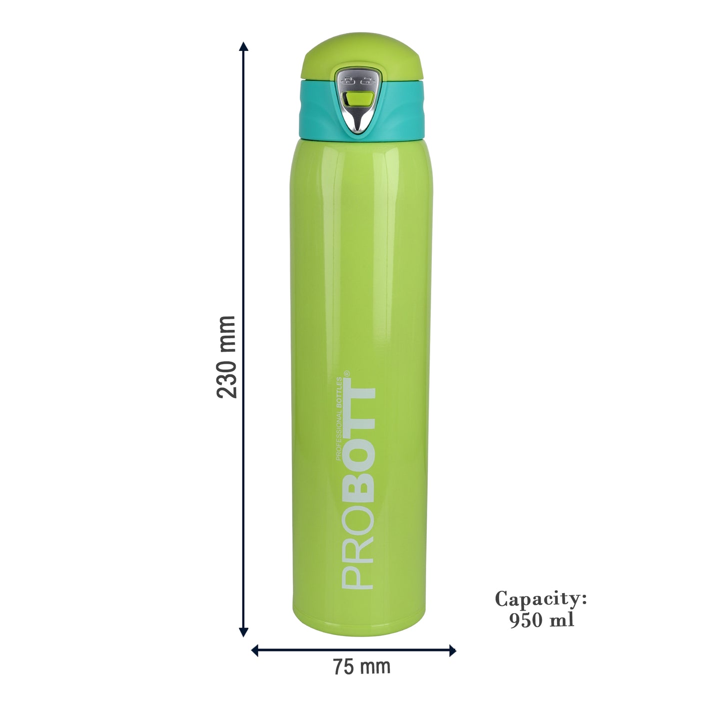 Probott Swift 950ml Thermoses Vacuum Insulated Flask Bottle, Stainless Steel Water Bottles, Green | Wide Mouth | Flip Top Cap | Hot and Cold | Leak Proof