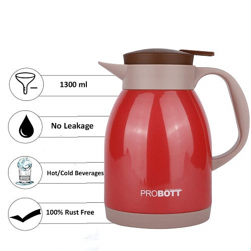 PROBOTT Thermosteel Espresso Tea Coffee Pot 1300ml -Pink PB 1300-77