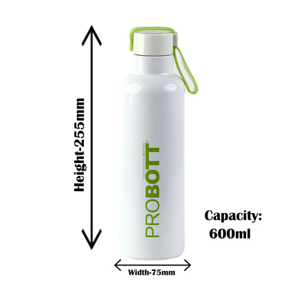 Probott Bang 600ml Thermoses Vacuum Insulated Flask Sports Bottle, Stainless Steel Water Bottles, White