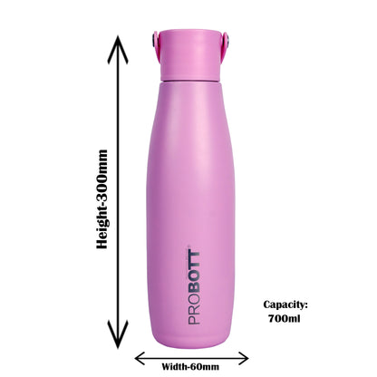 Probott Trendy 700ml Stainless Steel Water Bottles, Vacuum Insulated Flask Bottles, Pink | Hot and Cold | Easy to Carry | Leak Proof