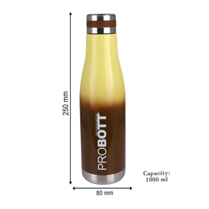 Probott Companion 1000ml Stainless Steel Water Bottles, Thermoses Vacuum Insulated Flask, Brown