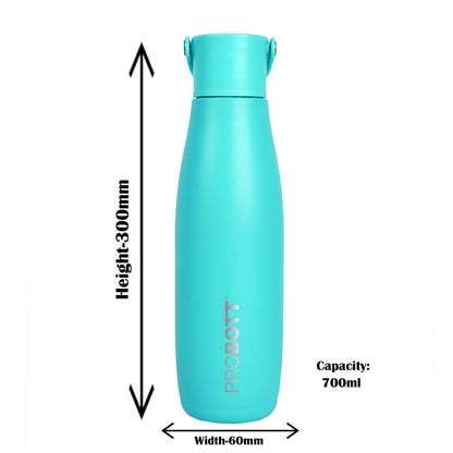 Probott Trendy 700ml Stainless Steel Water Bottles, Vacuum Insulated Flask Bottles, Blue | Hot and Cold | Easy to Carry | Leak Proof