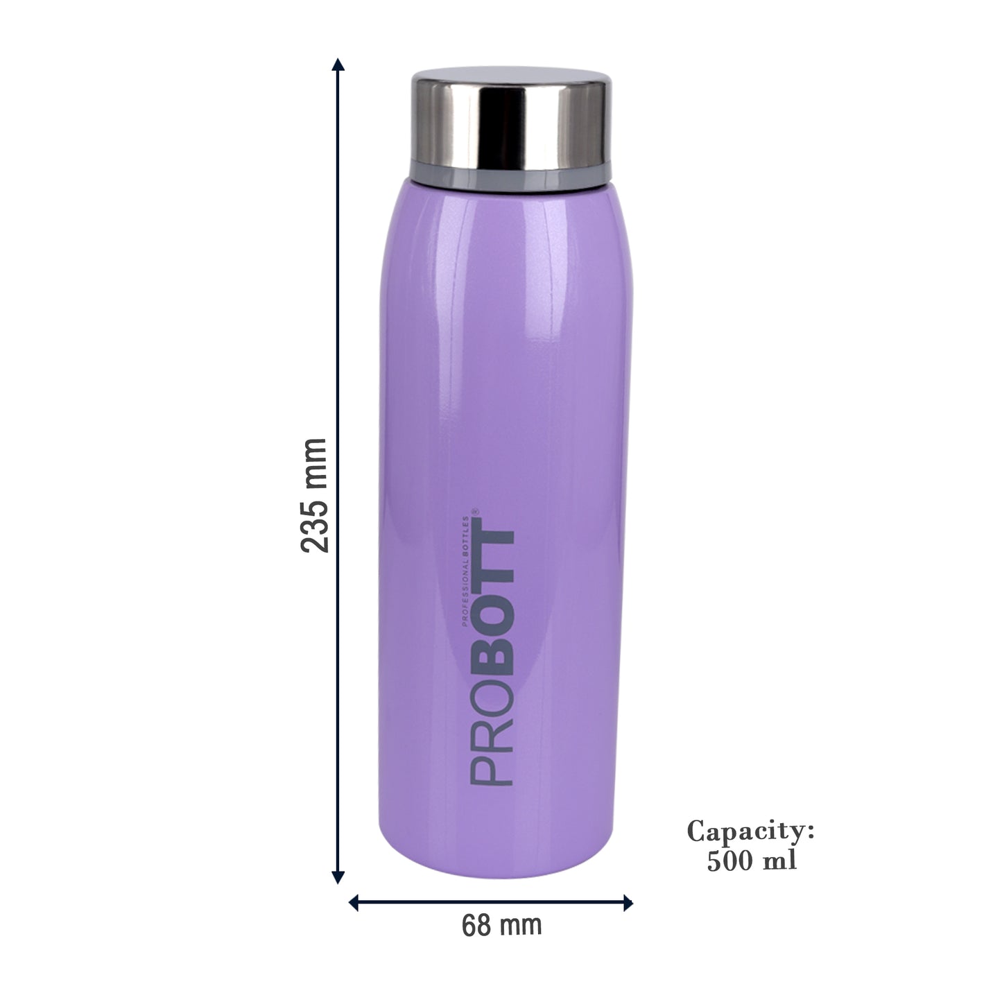 Probott Stella 500ml Thermoses Vacuum Insulated Flask Screw Cap, Stainless Steel Water Bottles, Light Purple