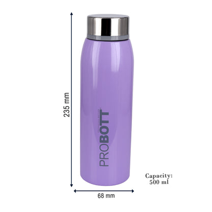 Probott Stella 500ml Thermoses Vacuum Insulated Flask Screw Cap, Stainless Steel Water Bottles, Light Purple