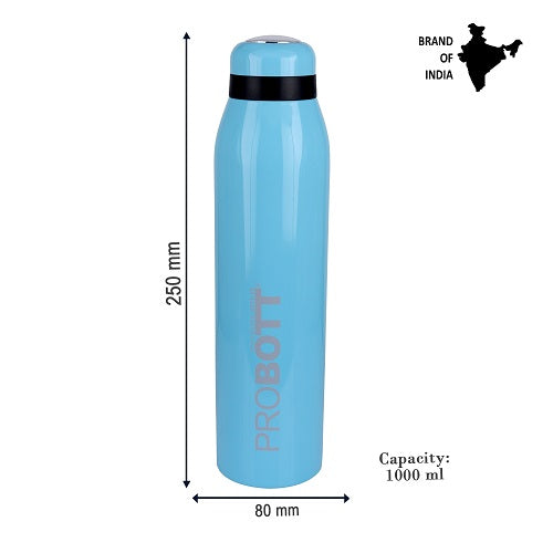 Probott Drops Water Bottle, Stainless Steel Water Bottles, Vacuum Insulated Flask Bottles, 750 ml, Light Blue