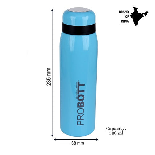 Probott Drops Water Bottle, Stainless Steel Water Bottles, Vacuum Insulated Flask Bottles, 500 ml, Light Blue